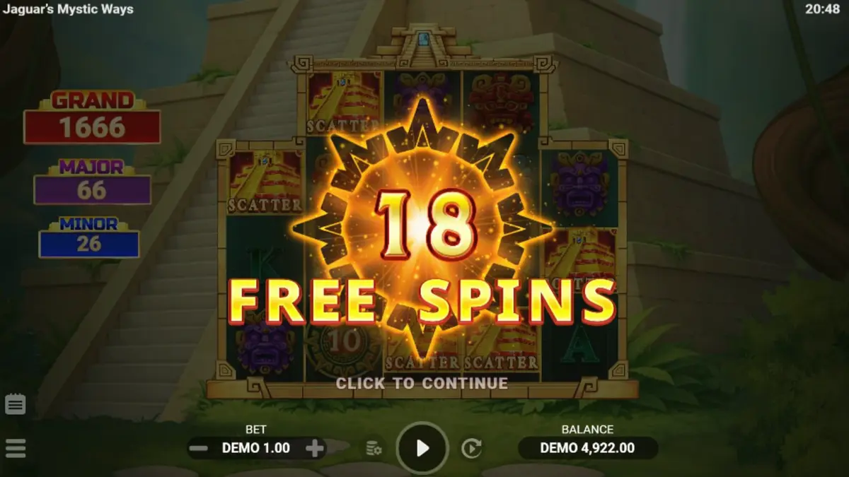 Jaguar’s Mystic Ways slot machine interface with jungle temple background